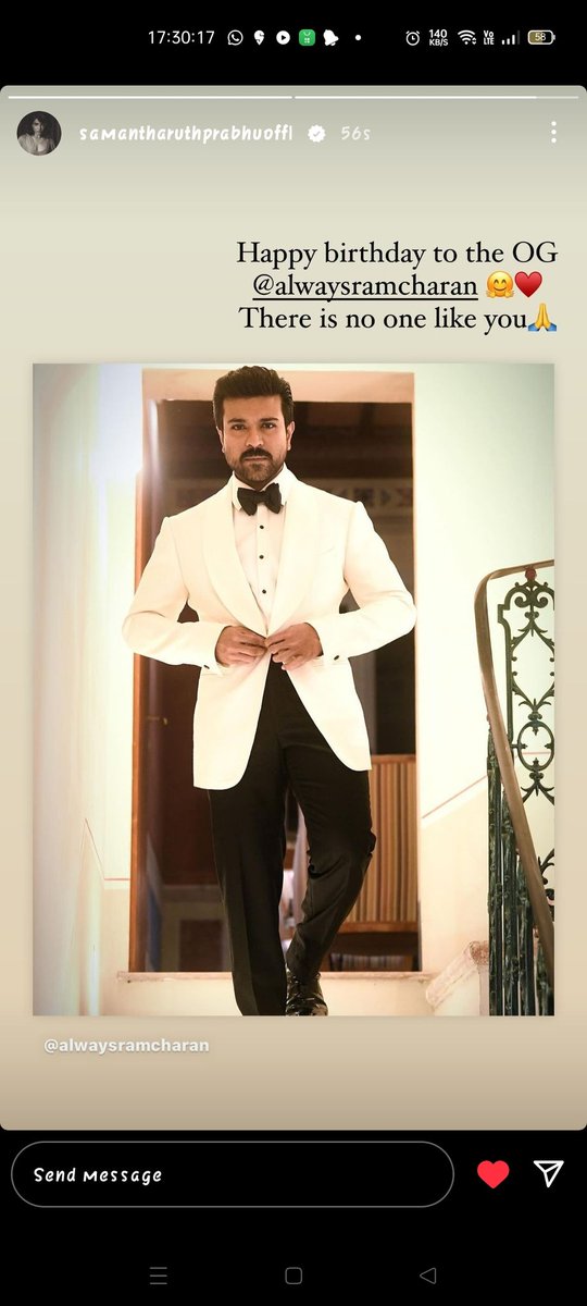 TweetRamCharan's tweet photo. Favorite of the Favorites ❤️‍🔥

@Samanthaprabhu2, @tamannaahspeaks, @Rakulpreet, #katrinakaif Wishes to Our Idol @AlwaysRamCharan through insta ❤️‍🔥

#HBDRamCharan https://t.co/UEPJKauQhN