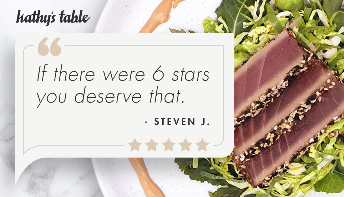 When you order Kathy’s Table meals then you know you’re getting something fresh, delicious, and #glutenfree! We take so much pride in exceeding the expectations of customers like Steven every single time they place an order!

Our new menu: shop.kathystable.com
