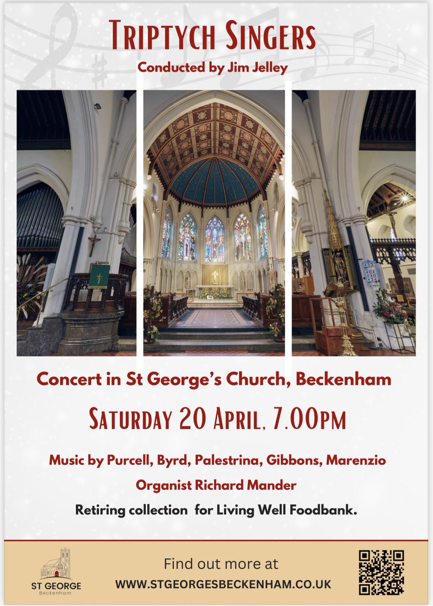 The Triptych Singers are holding a concert at St George’s Church Beckenham on 20 April with a retiring collection for Living Well. Everybody is welcome - free entry