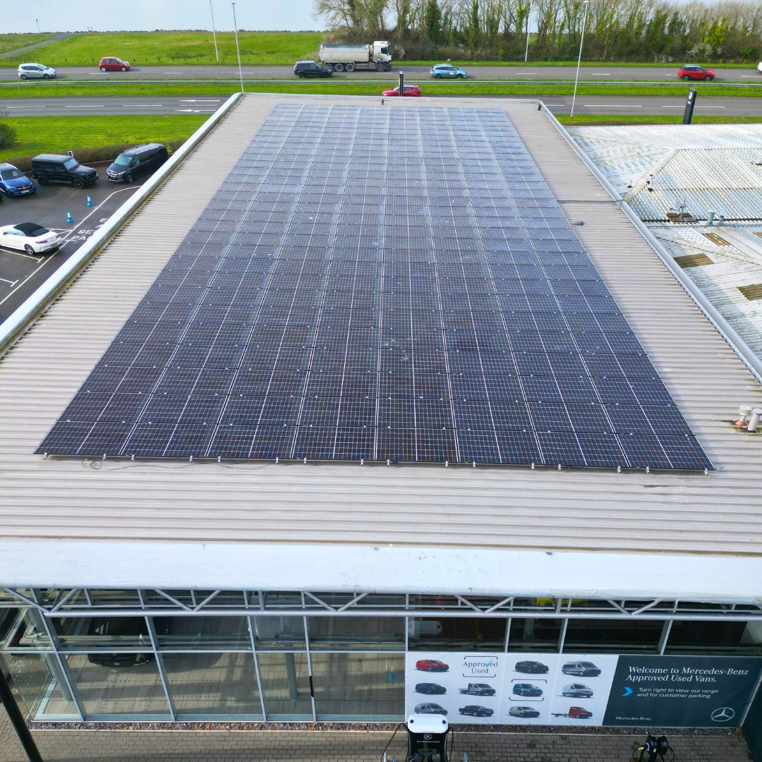 Mercedes-Benz of Poole revs up sustainability with 240 rooftop solar panels 💚 #mercedesbenz #poole #dorset #solarpanels #sustainabilty #futurethinking #renewableenergy #greenenergy