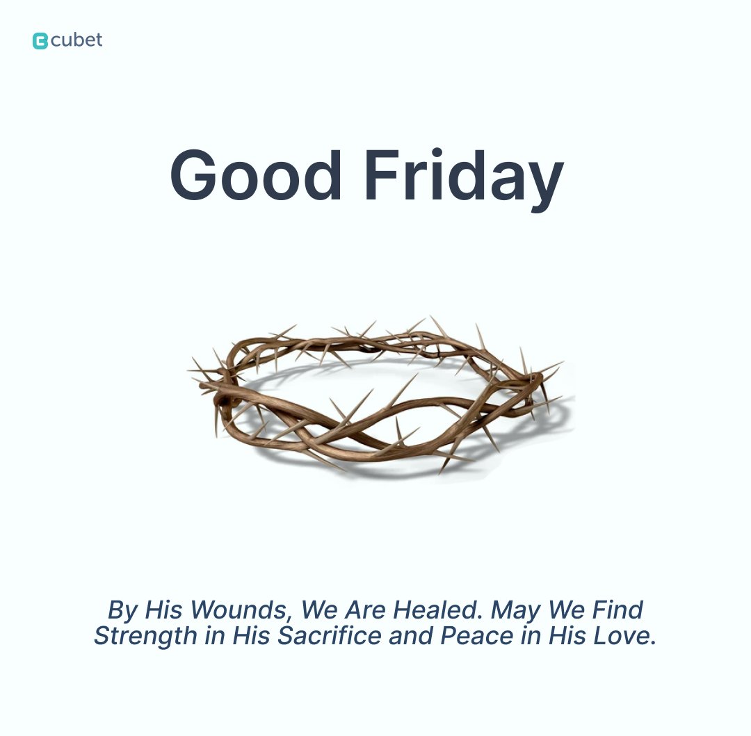 CubetTech's tweet photo. Today, let's hold close to the message of healing and hope from sacrifice and love.
Wishing you a day filled with peaceful reflection.
#GoodFriday #HealingHope #HolyWeek #PeacefulReflection https://t.co/X5nUvrr303