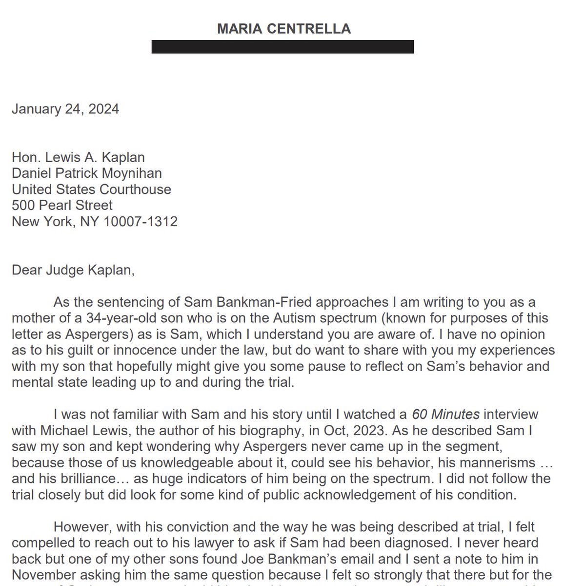 innercitypress's tweet photo. Filed yesterday by Team Bankman-Fried: "I was not familiar with Sam and his story until I watched a 60 Minutes interview with Michael Lewis, the author of his biography, in Oct, 2023... found Joe Bankman’s email and I sent a note to him in November #GoingInfinite https://t.co/UbcIZM7d1K