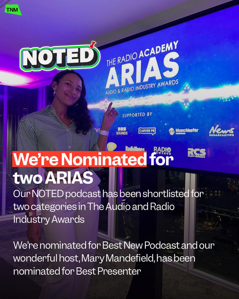 We are delighted to be nominated for TWO ARIAs via @radioacademy for our podcast, Noted, with the brilliant team @persephonica ⭐️Best Presenter for our brilliant host @marymandefield AND ⭐️Best New Podcast You can listen to Noted wherever you get your podcasts!