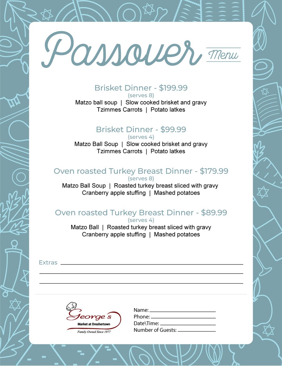 Passover Menu available to order! #passover #passover2024 #menu #GeorgesMarket