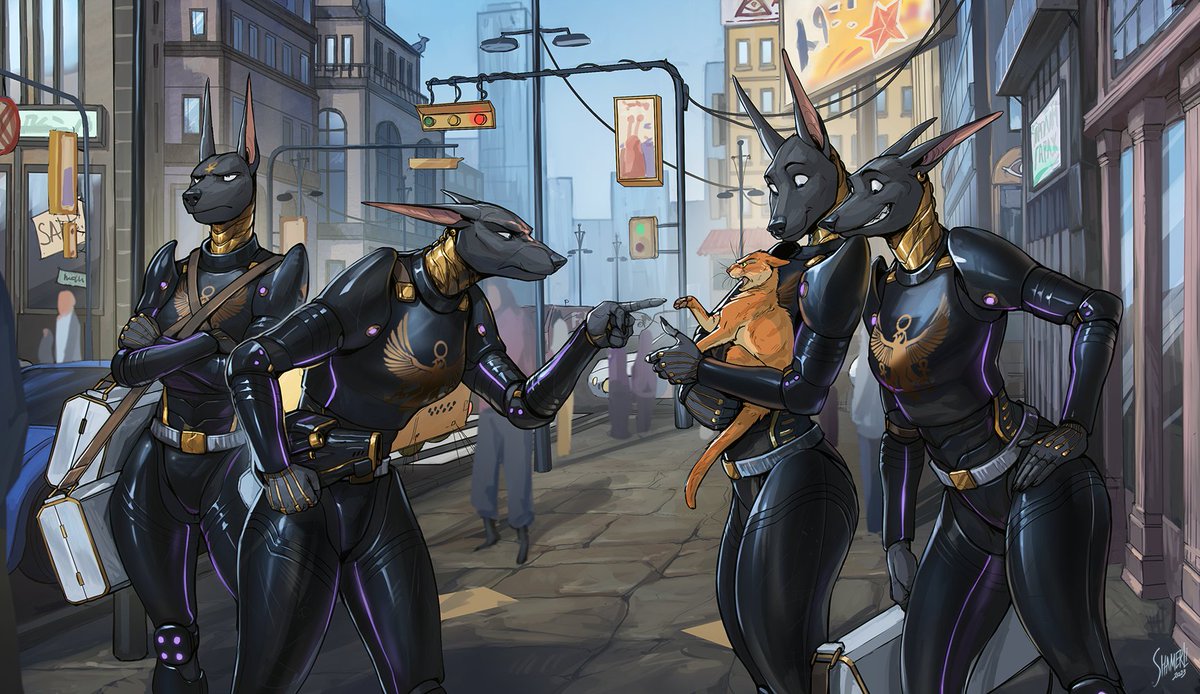 ShamerliArt's tweet photo. For context, these characters are alien clones. perhaps they will take the cat on their space ship? who knows
Illustration for @BestJackal https://t.co/FKBww9oZTs