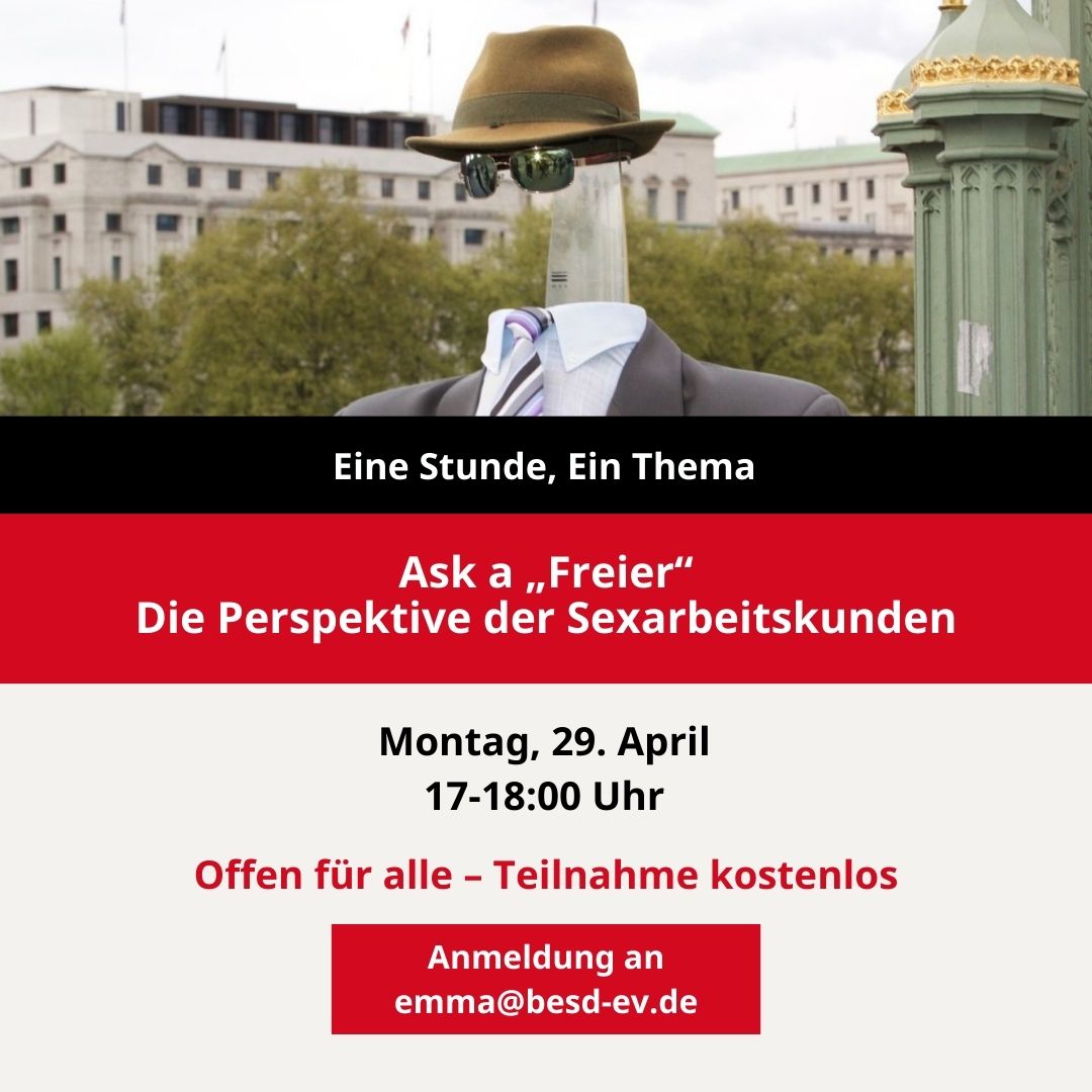 SAVE THE DATE Thread❤️ Der April hält viele spannende Events bereit: 🗓️ 'Ask A Freier' Montag, 29. April Zwei Kunden von Sexarbeitenden erzählen, warum sie das tun. Zuschauende dürfen Fragen stellen. Kostenlos und offen für alle! 📧 Anmeldung: emma@besd-ev.de