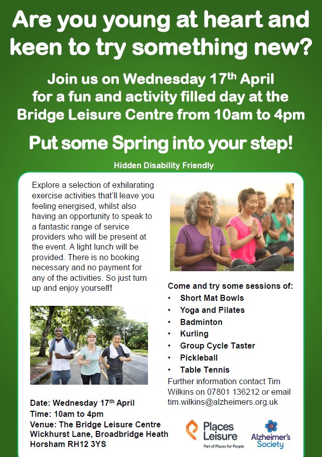 If you're in or near #Horsham, join in with some fun activities on Wednesday 17th April 😊 We will be there with a stall too, so please share with family and friends who might like to come along and talk with us!