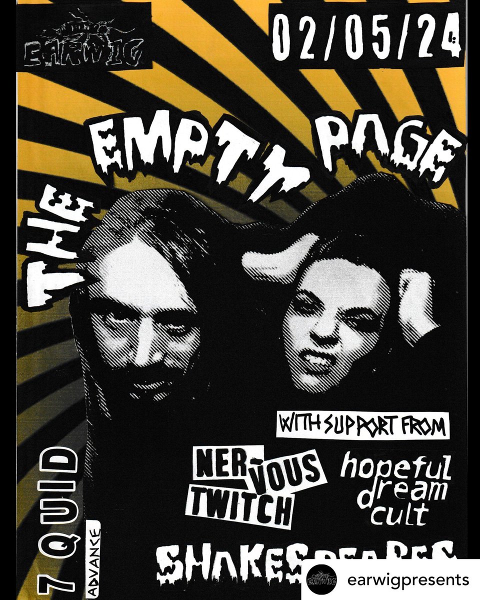 NERVOUSTWITTA's tweet photo. Dead excited to be back in Sheffield @ShakespearesShf with our #PunkFox label mates @thmptypg & Hopeful Dream Cult! Thurs 02/05
🎟️ https://t.co/fSI4EzHNn3
ℹ️ https://t.co/xzKDcctVfd https://t.co/QP2EkxivlG