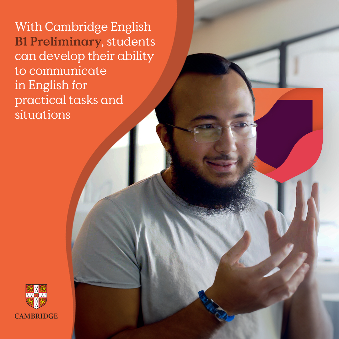 Encourage your students to experience a comprehensive exam available in both digital and paper-based options. Let them gain a valuable CEFR level B1 qualification accepted worldwide. 📝🌎

#B1Preliminary #CambridgeEnglish #WhereYourWorldGrows #WeAreCambridge