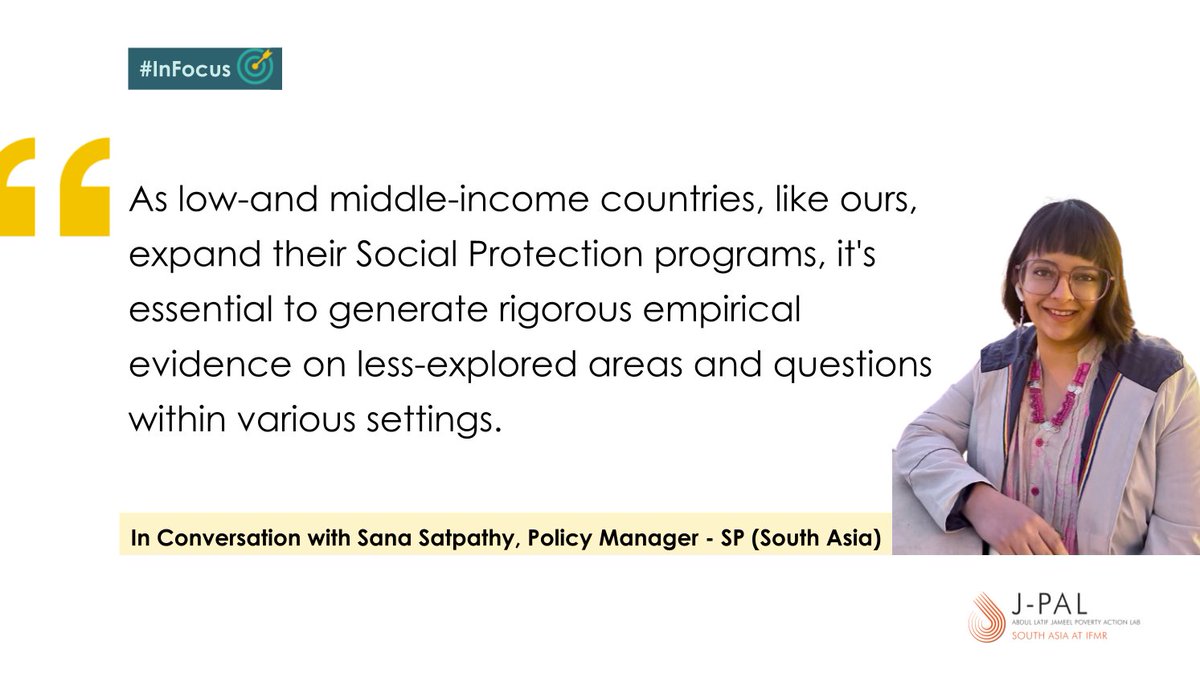 JPAL_SA's tweet photo. #JCHAT | We caught up with Sana Satpathy, Policy Manager at J-PAL South Asia. As the South Asia Lead for Social Protection, Sana delves into sector intricacies, what drew her into it, and why Social Protection is an important area of inquiry.
Read more: https://t.co/2ZJeqMR2p3 https://t.co/5RJ9xyBepq