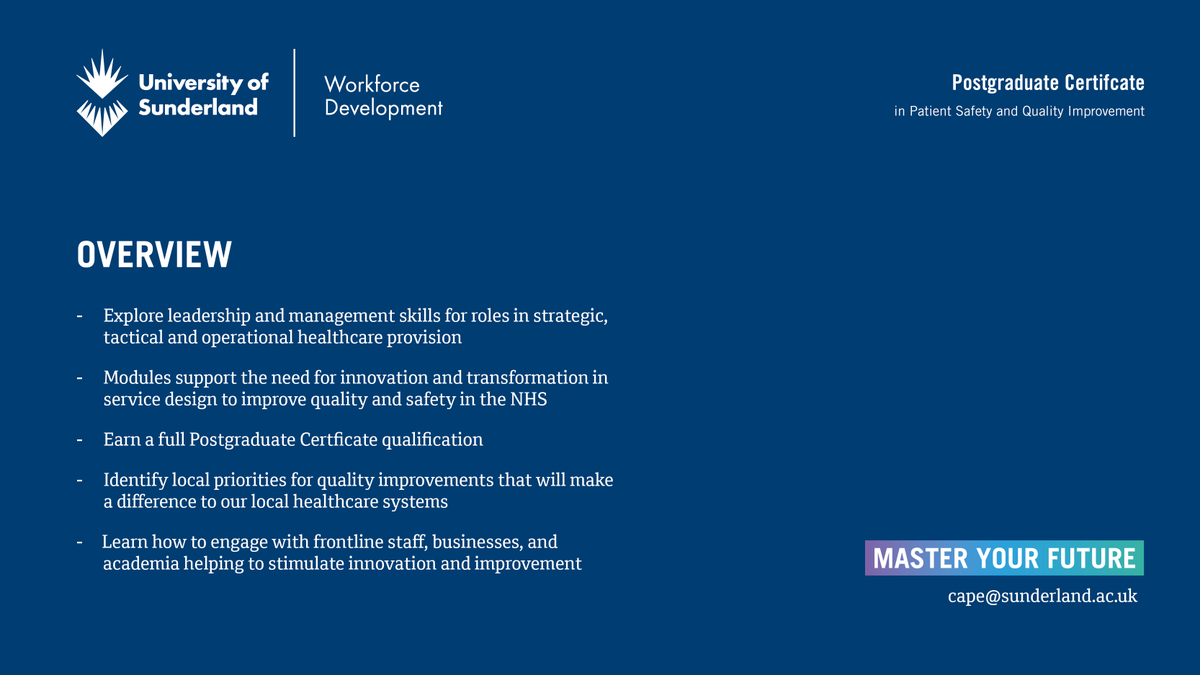 Are you ready to become a compassionate, inclusive and effective leader. Explore leadership and management skills for roles in strategic, tactical and operational healthcare provision with our PgCert in Patient Safety and Quality Improvement. bit.ly/3PnMSo5