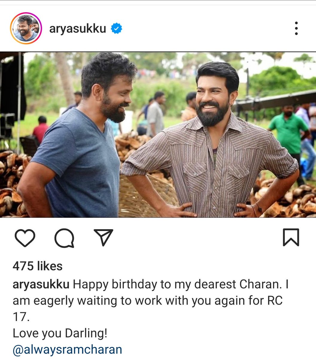 My guruji @aryasukku birthday wishes via insta😍😍

#HBDGlobalStarRamCharan 
#HBDRamcharan 
#RC17 🔥🔥🔥