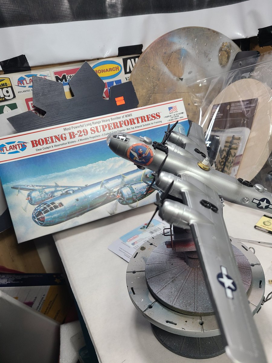 bhp99's tweet image. Finished up the B29 Tinker's Heritage wall mount clock, repainted the clock hands and I made the Tinker's Heritage nose art bigger and not to scale  so it could be easily seen. #AtlantisModels #scalemodels #clockmaker #walldecor #b29superfortress