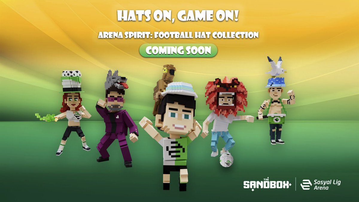 TheSandboxNFTs's tweet photo. Get ready…Sosyal Lig Arena is preparing to reveal something extraordinary. ⚽️🔥 Stay tuned for the launch of #ArenaSpirit: Football Hat Collection! 

@sosyallig https://t.co/e7RrbSkLpq
