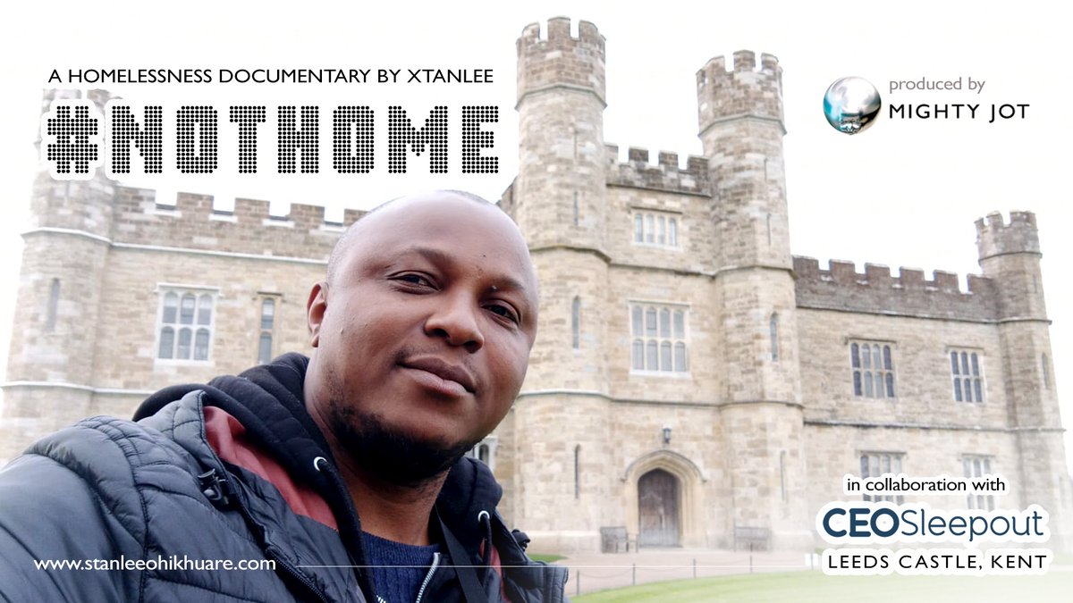 stanleedirector's tweet photo. #NotHome Documentary by Stan Ohikhuare (XTANLEE)

EPISODE 1
Filmed on location at Leeds Castle, Kent.
In collaboration with @The_CEOSLEEPOUT  UK

https://t.co/GmCmyye3dX

#surrealstanlee
#xtanlee
#nothome
#homelessnessawareness
#ceosleepout https://t.co/R4UPW71r7f