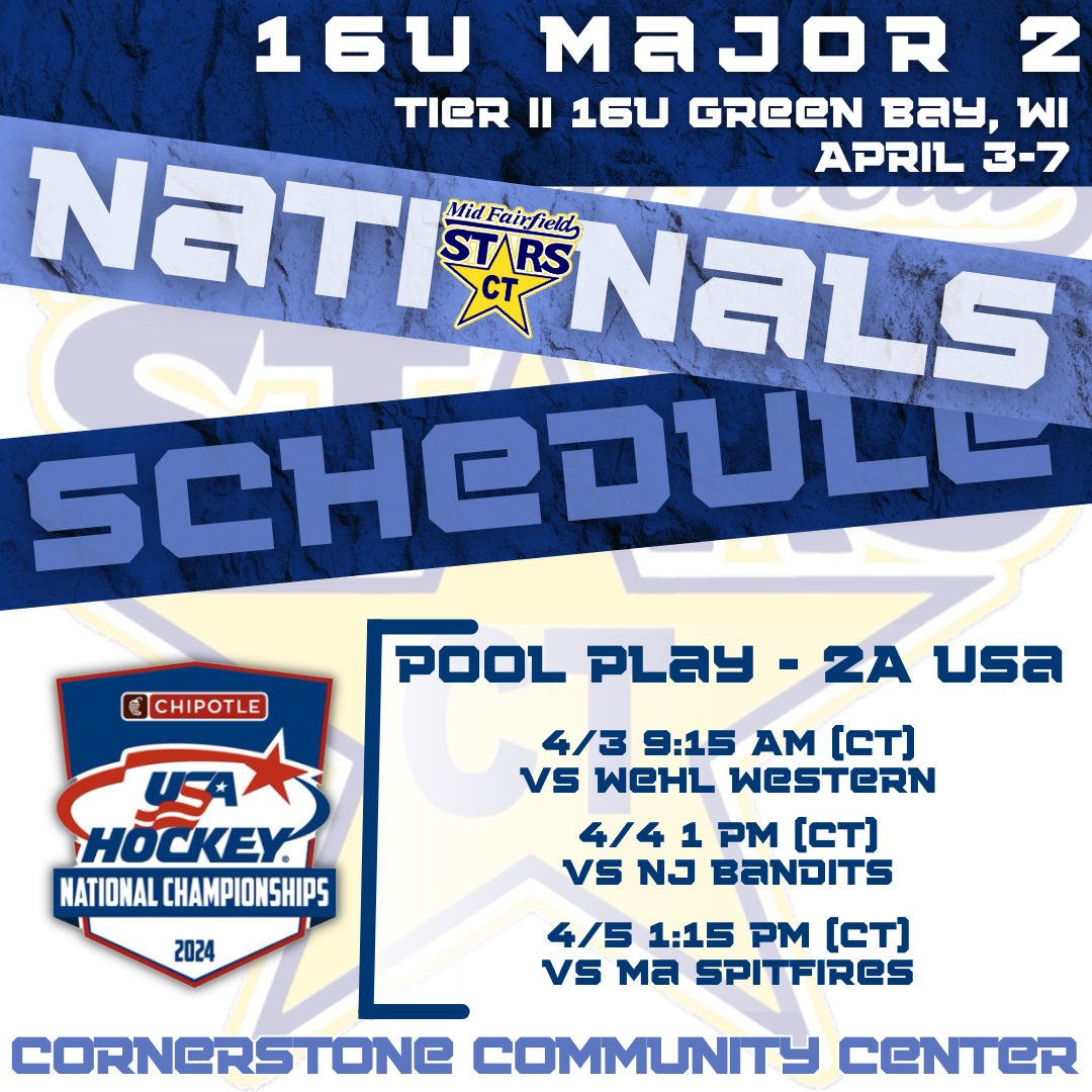 stars_mid's tweet photo. USA Hockey National Championships
Pool Play Schedules!
Let’s Go Stars!!
@usahockey 
@NEGHL_hockey https://t.co/mZZq8lGFw6