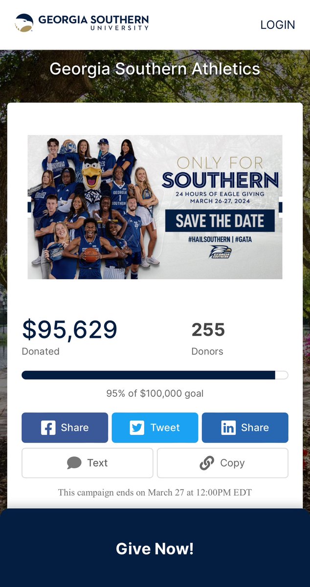 We are less than $5K from hitting our “Only for Southern” goal - less than 4 hours remain! ⏳ givecampus.com/w9fkgp
