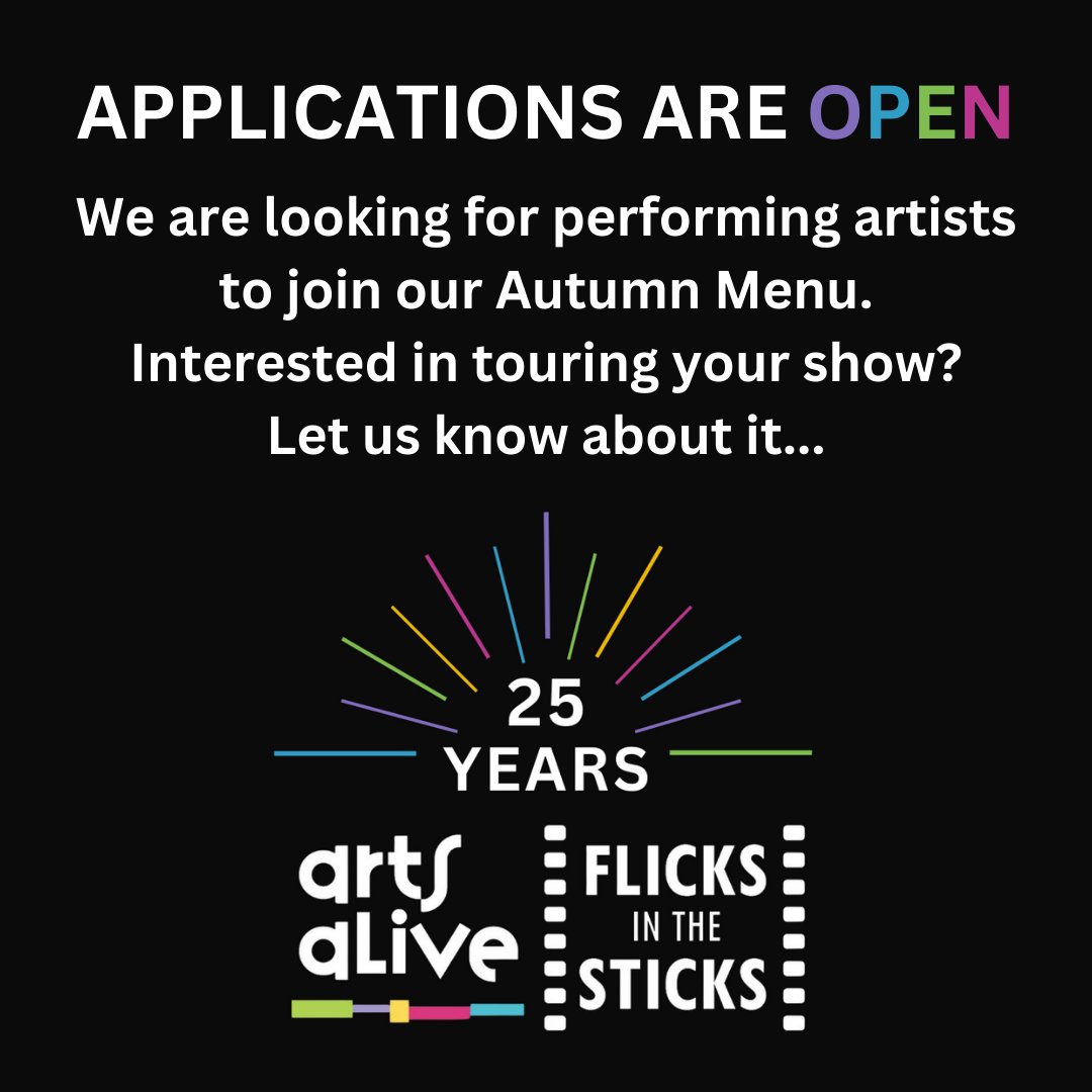 📣Calling artists & companies... the deadline to apply to be part of our Autumn '24 / Spring '25 Menu is looming... Apply by 31 Mar via @eventotron tinyurl.com/5n8wj6hk #ruraltouring #tour #uk @ace_national @Ruraltouring