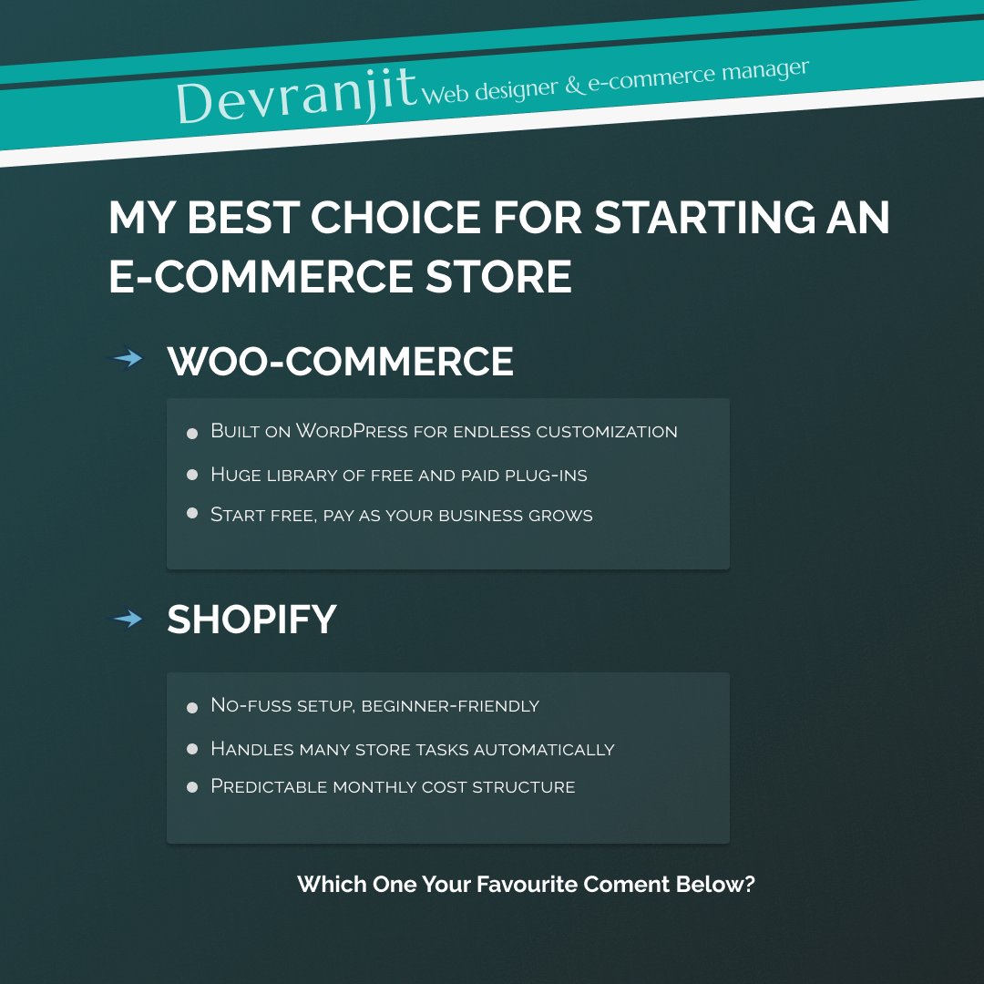 developerranjit's tweet image. Best CMS for starting a new online store #woocommerce #shopifystore