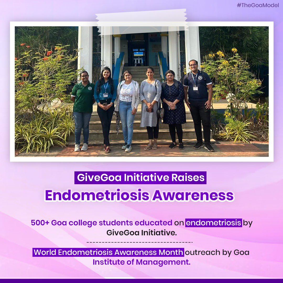 The_GoaModel's tweet photo. 500+ Goa college students enlightened on endometriosis via GiveGoa Initiative. Kudos to Goa Institute of Management for promoting awareness! #EndometriosisAwareness #GiveGoa #GoaInstituteofManagement https://t.co/3f7lj8Suqb