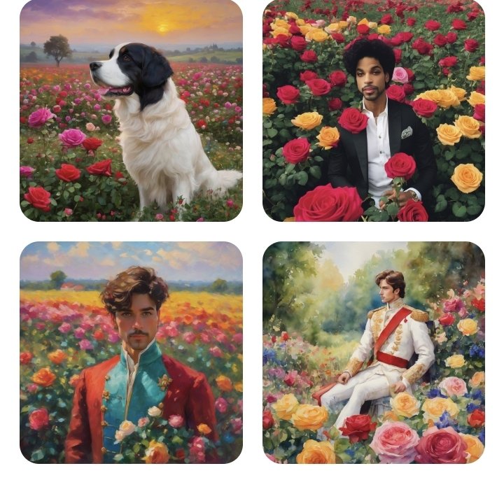 #LILAC24 trying out the I can't draw function on Padlet. Was curious about what it would show me if I put in 'prince in a field full of colourful flowers'
