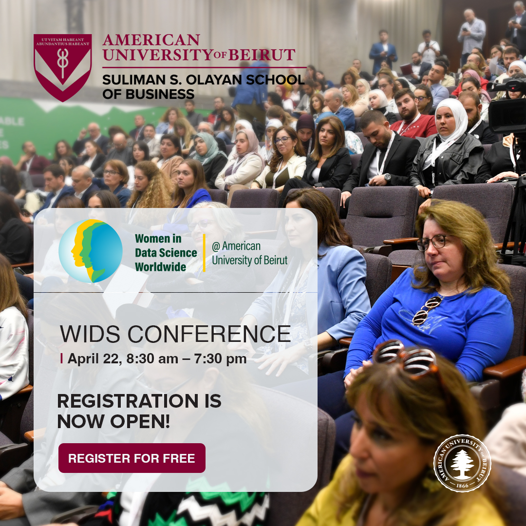 Join a community of incredible women that are shaping the future of data science. Reserve your seat for this must-attend one-day. Register now for WiDS At AUB 2024: bit.ly/3Pw7U3I
#WiDSAtAUB #WiDS2024 #DataScience #HumanitarianCrises #WomeninDataScience