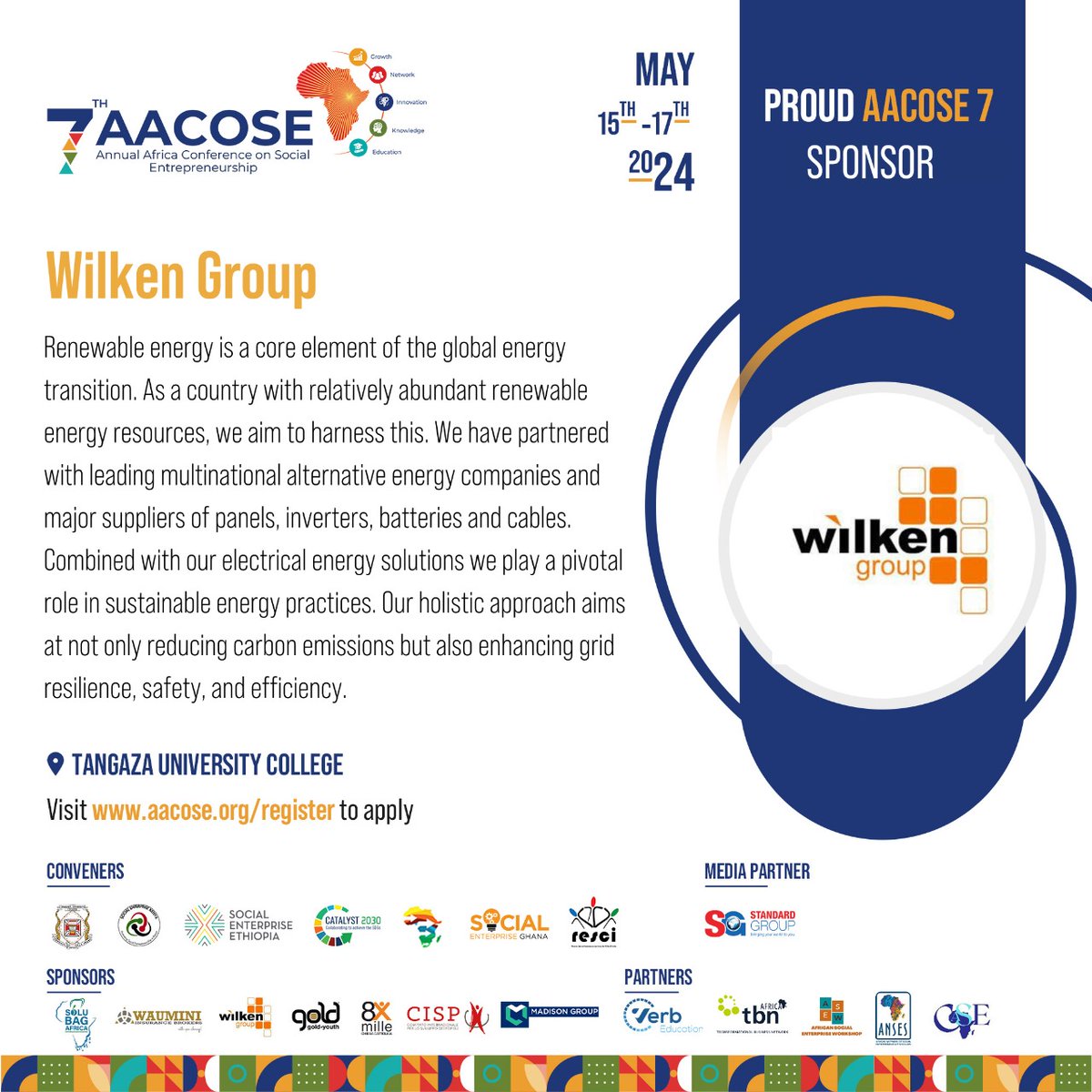 WilkenTelcoms's tweet photo. Wilken Group is honored to be taking part in AACOSE 7, the most exciting and impactful event on social entrepreneurship in Africa. Network, learn, and make a difference. 
🌍Register via ➡️ https://t.co/Cs8WA6exVN

#AACOSE7 #SocialEntrepreneurship #Africa https://t.co/Nko0LzNotQ