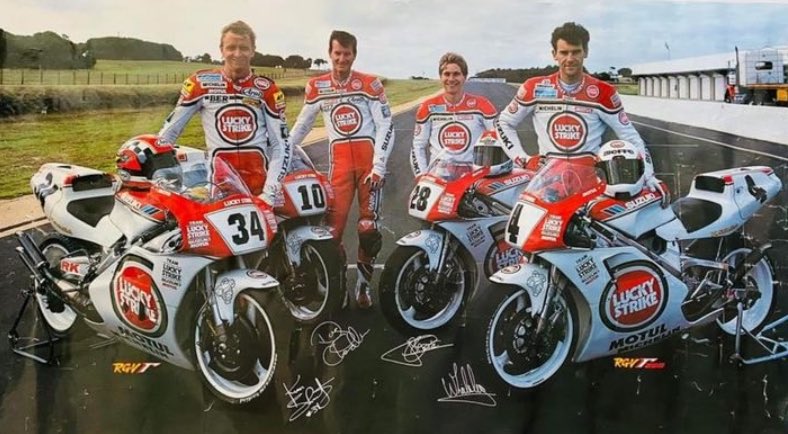 AntonioRamosGP's tweet image. Kevin Schwantz 🇺🇸
Doug Chandler 🇺🇸
Herri Torrontegui 🇪🇸
Wilco Zeelenberg 🇳🇱
#LuckyStrike