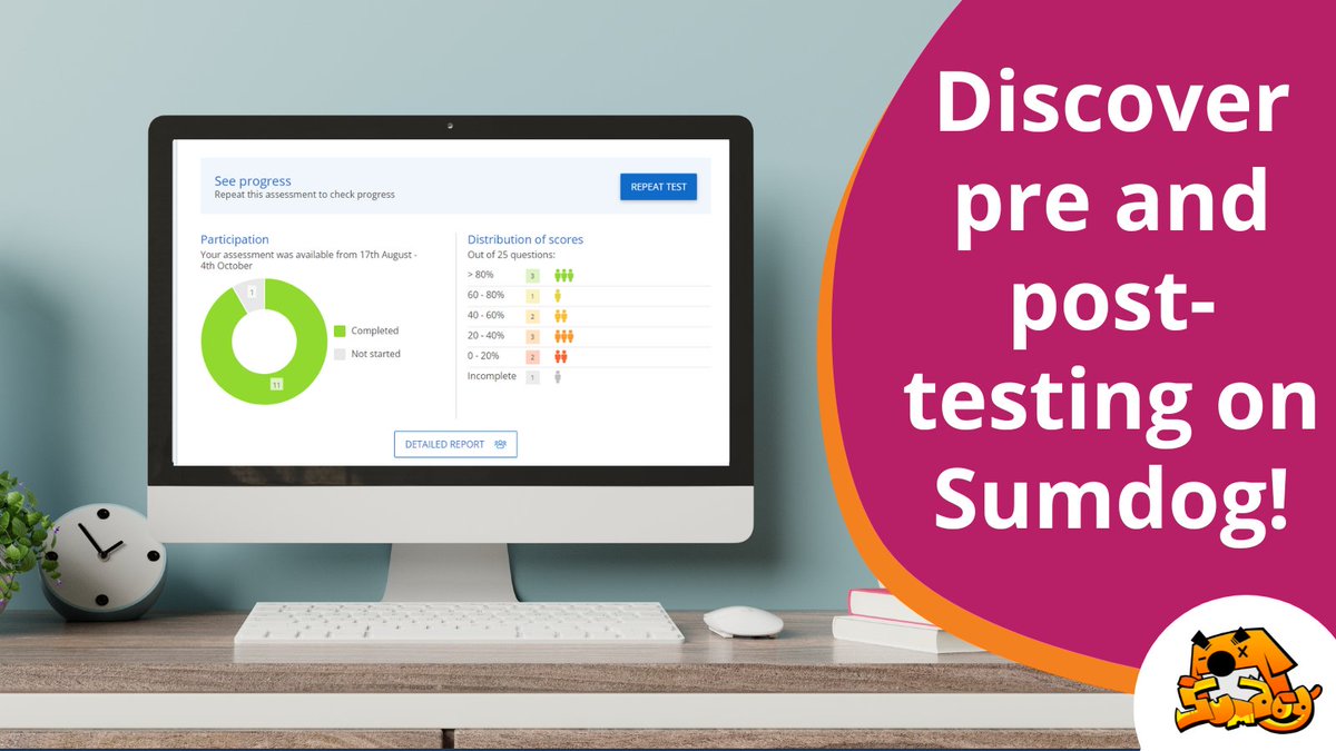 Sumdog offers teachers a range of ready-made, curriculum-aligned tests that can be used for pre and post-testing purposes 📝📈 Learn more about how pre and post-testing can help you track pupil progress ➡️: bit.ly/4cs06Kl #PreAndPostTesting #PupilProgress #Assessment