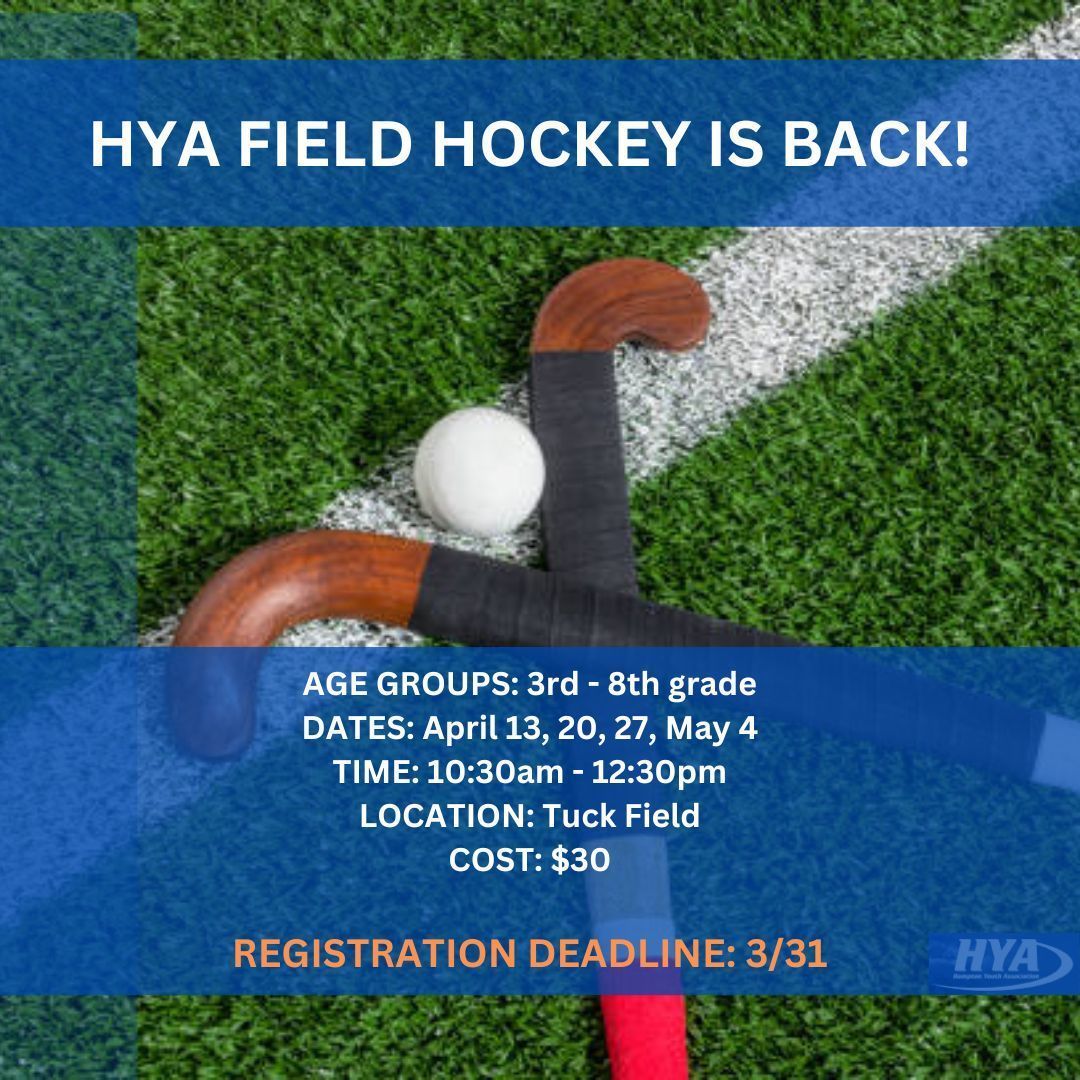 hyasports's tweet photo. Reminder! Sign up for the #hyaports Field Hockey program by March 31st! The program kicks off with a fun skills and drills clinic on April 13th and runs through May 4th. Join the WHS players and coaches for this fun 4-week camp. Register now at https://t.co/mxrAT0d4vR. https://t.co/K5MELAMaT6