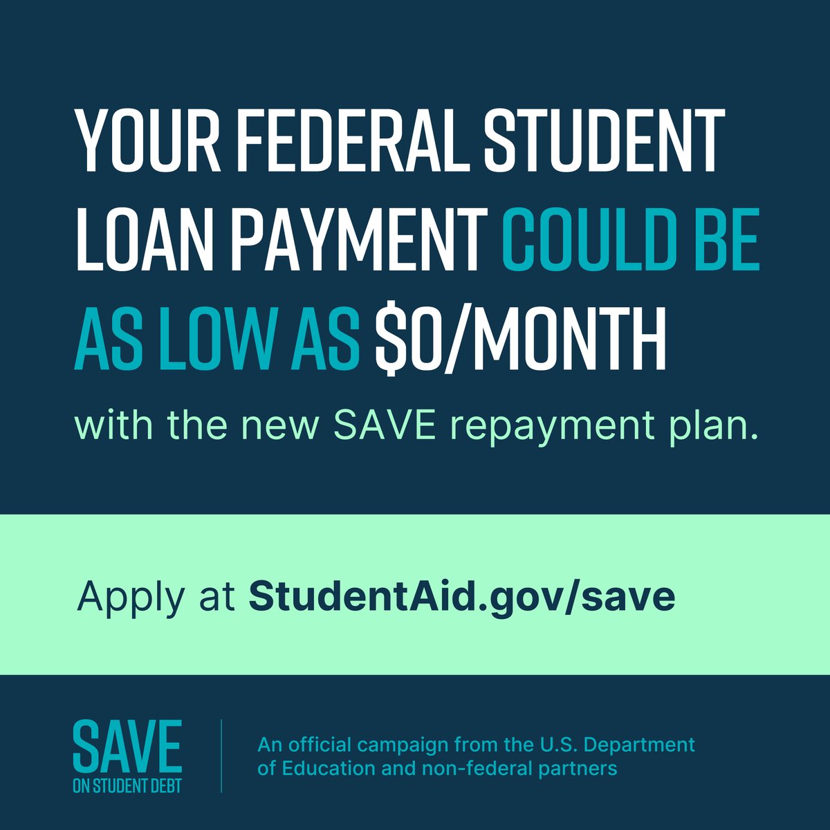 usedgov's tweet photo. #DYK? Qualifying borrowers enrolled in the #SAVEPlan are eligible for total forgiveness in 10 years instead of 20 or 25 years of payments as previously required. 

Learn more and apply today! https://t.co/W1NHeZFpgJ 

#SAVEOnStudentDebt #WednesdayWisdom https://t.co/NU31jhI7iW