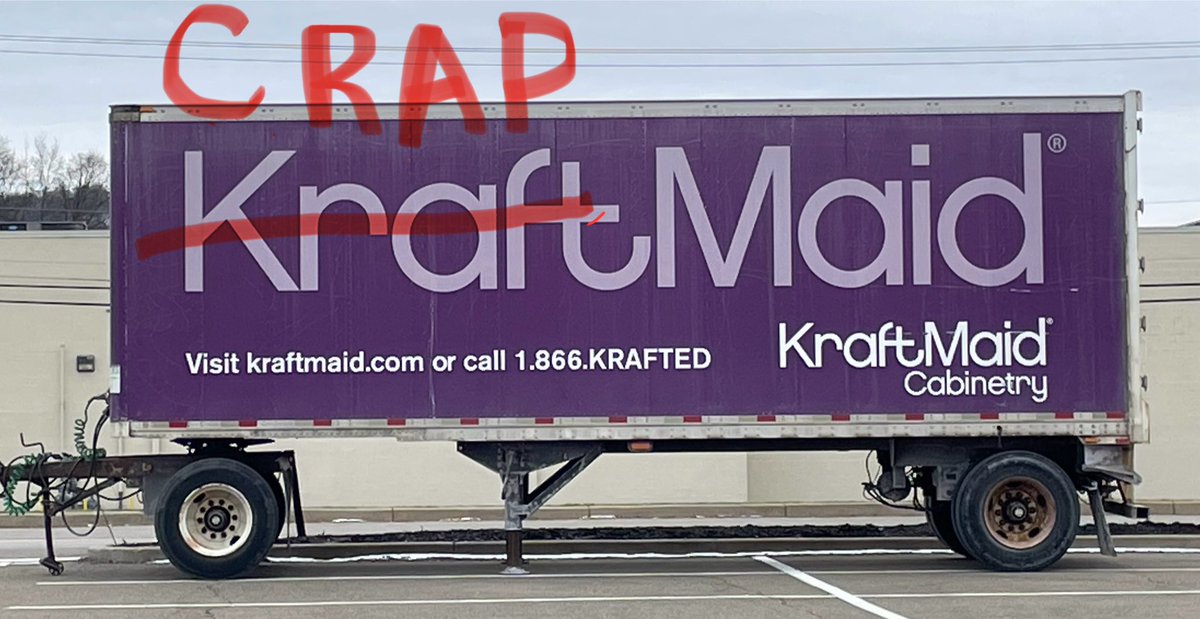 MorganBmorganny's tweet photo. @KraftMaid Your products are crap. I’m already returning my kitchen cabinets because of their horrible condition and the bathroom cabinets arrived today and they’re just as bad. It’s not something you can blame on “transit” issues either. #Krapmaid @CabinetWGroup https://t.co/uCWKGcjeTN