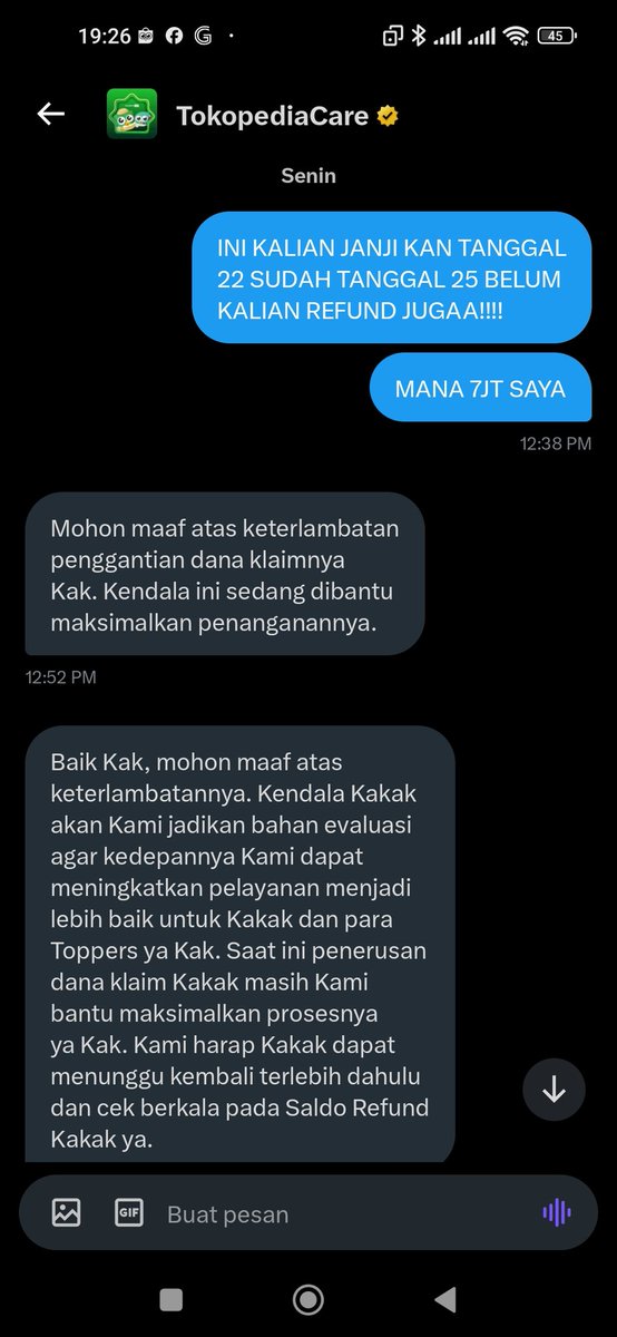 RichieApriles's tweet photo. @TokopediaCare HALAH OMONG KOSONG AJA YANG KALIAN BERI

PROSAS PROSES OPTIMAL OPTIMAL BULLSHIT, SUDAH 7 HARI GAK ADA HASILNYA!!

GAUSAH SENEAKNYA NAHAN DANA REFUND ORANG!!! https://t.co/hheM5ljI7G