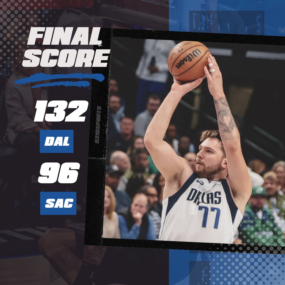 D210S's tweet photo. ABOUT LAST NIGHT, MAVERICKS DROP KINGS🏀

FINAL 👇
132 DAL
96 SAC

GAME LEADERS 🗑️
(DAL) Luka Dončić
> 28 PTS, 11 REB, 6 AST,
(DAL) Kyrie Irving
> 24 PTS, 3 REB, 8 AST
(DAL) Tim Hardaway Jr.
> 22 PTS, 3 REB, 6 AST

#MFFL #DALvsSAC #NBA