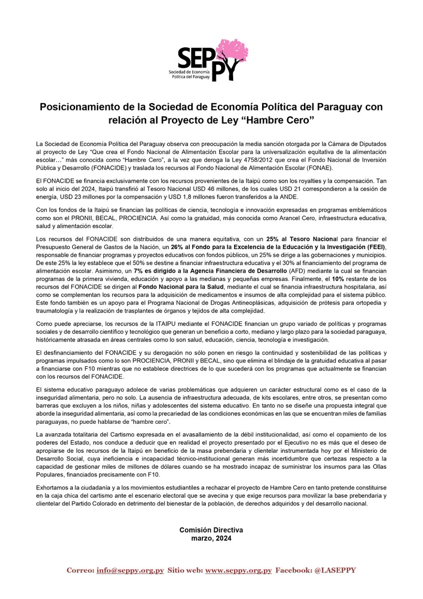 Sociedad de Economía Política del Paraguay tweet media