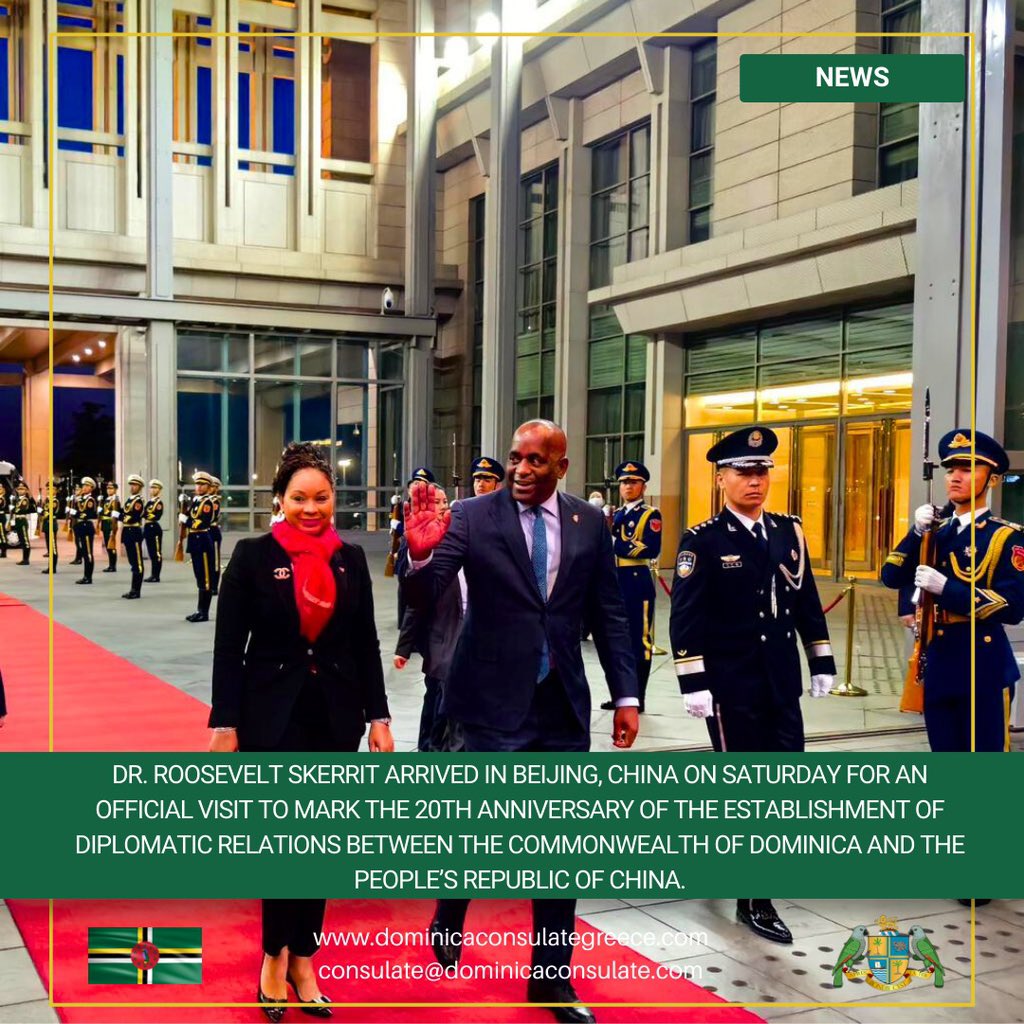 Dr. #RooseveltSkerrit arrived in #Beijing, #China on 23.03. for an #official #visit to mark the 20th #anniversary of the establishment of #diplomatic #relations between the #Commonwealth of #Dominica and the People’s Republic of #China. #Caribbean #diplomacy #foreignaffairs