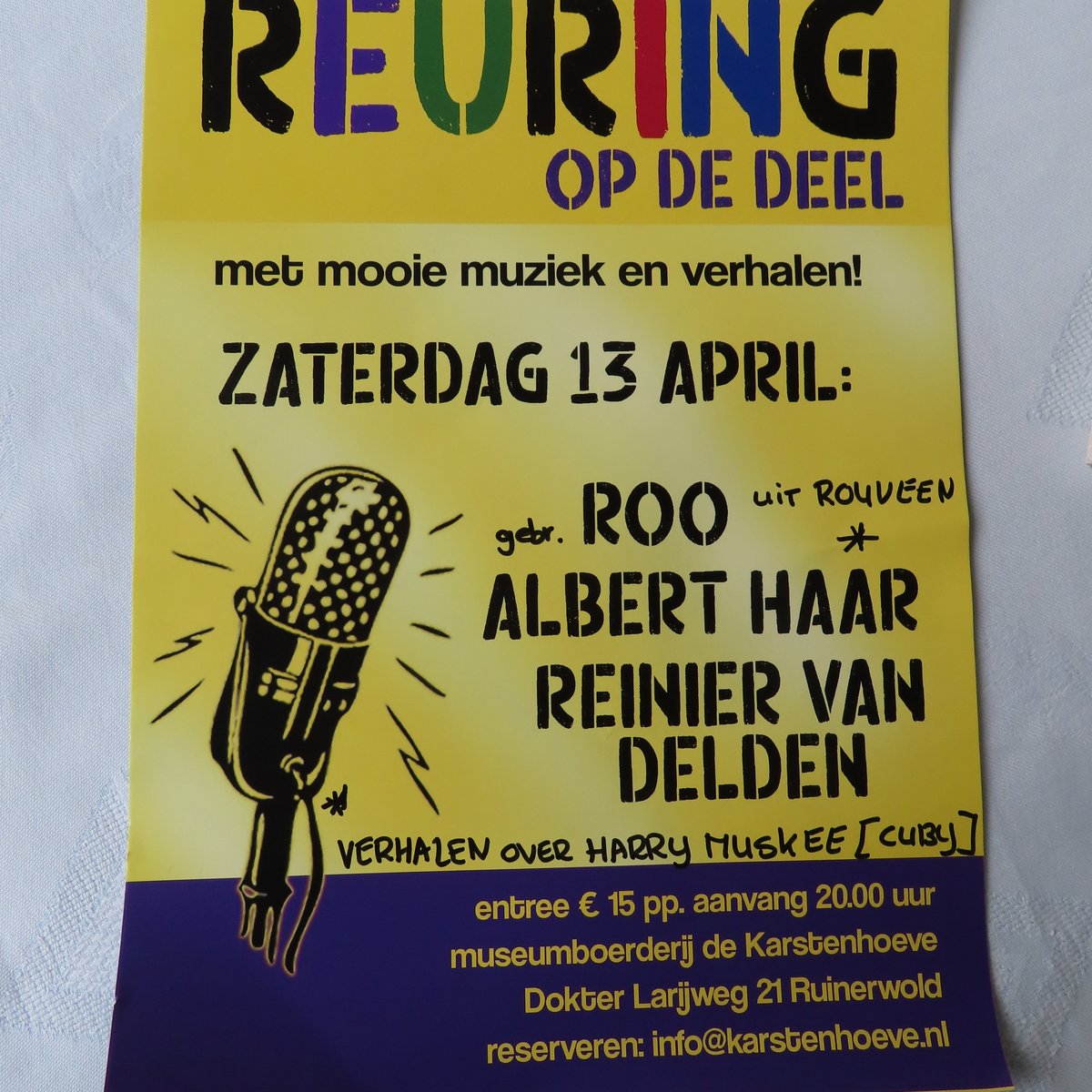 13 april a.s.! Met medewerking van Albert Haar die gaat vertellen over zijn belevenissen met HARRY MUSKEE ( Cuby) met Alfred en Jaap Roo! uit Rouveen en met de Haagse humor van Reinier van Delden Een boeiende en gezellige avond presentatie Ria Westerhuis, techniek Rob Zandgrond!