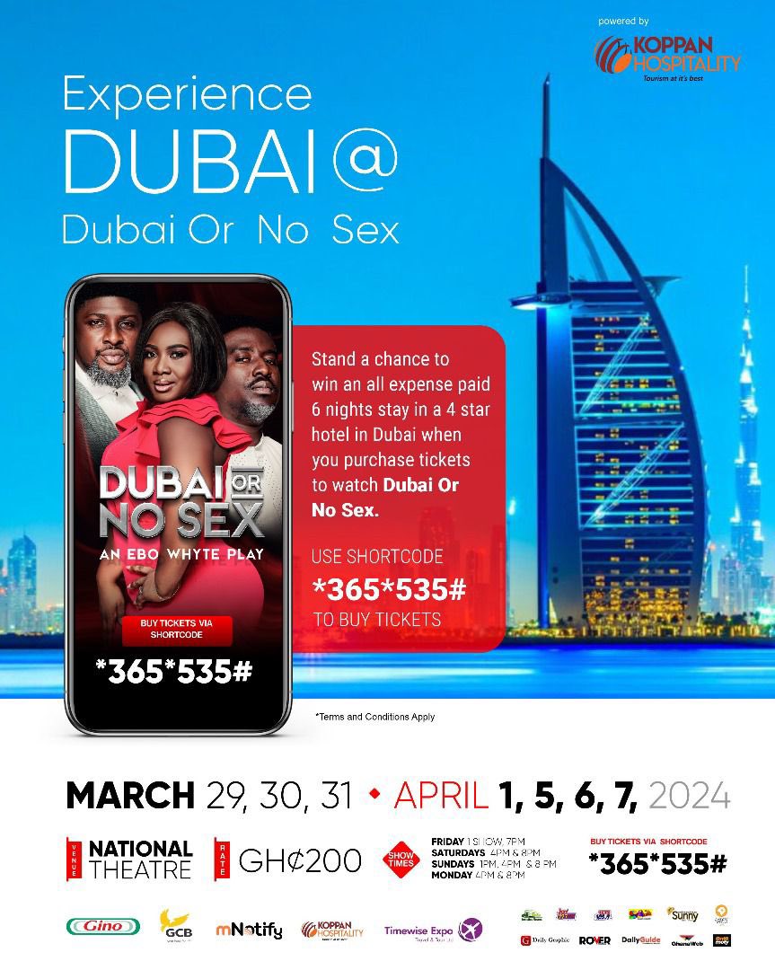 Dial *365*535# now to enjoy a great play and stand a chance to win a 6 nights stay in a 4 star hotel in Dubai. #anebowhyteplay #rovermanproductions #korba #korbaticketing #paywithkorba #ourlivessimplified #baltimorebridge