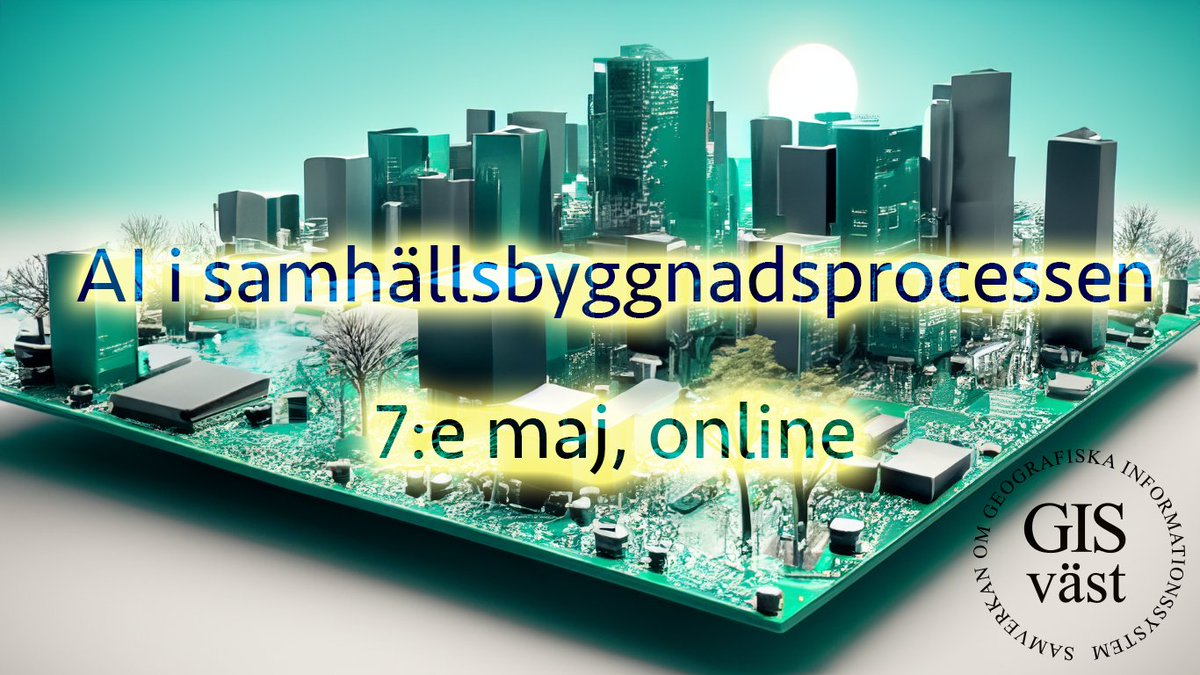 GIS-väst vår-webbinarium ”AI i samhällsbyggnadsprocessen” Vi har lyssnat på våra medlemmars önskemål om att ha ännu fler AI-event! Boka upp 7/5 för vårens digitala seminarium från GIS-väst, ”AI i samhällsbyggnadsprocessen” forms.gle/to2i4tXqfUkhZ7…