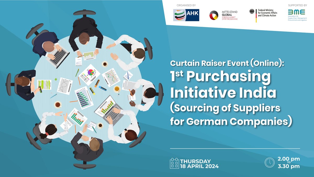 📢Join the Curtain Raiser Event: 1st Purchasing Initiative India, 18th Apr, 2-3:30pm A part of the Digital German Business Delegation, this is a key to connect Indian suppliers to German industry across diverse sectors. REGISTER l.indo-german.com/AECt l.indo-german.com/C0Lu