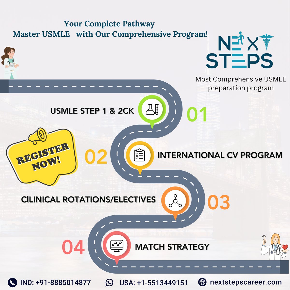 Ready to master the USMLE and unlock your pathway to success? 🚀 
Enroll Now: nextstepscareer.com/enroll-now/

#usmle #clinicalrotations #inpatient #Residency #residencymatch #usmlematch #usmlepreparation #nextsteps #nextstepsusmle