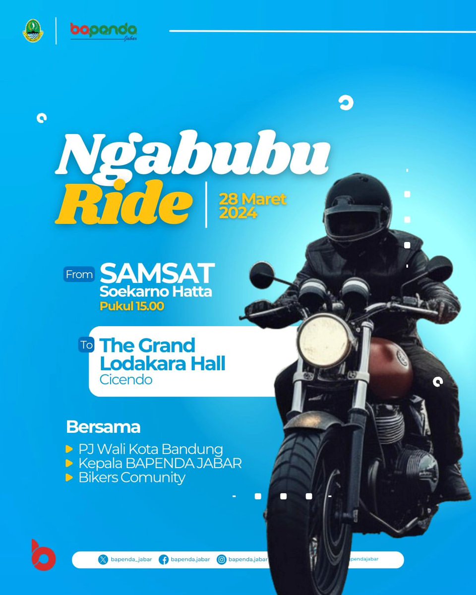 bapenda_jabar's tweet photo. Masih rangkaian #JABARfyp Bestie.. ๐#NgabubuRIDE bermotor sambil berbagiSampe ketemu besok ๐ค #bapendajabar
#samsatjabar
#pajakkendaraanbermotor https://t.co/KTLvEWO9ws