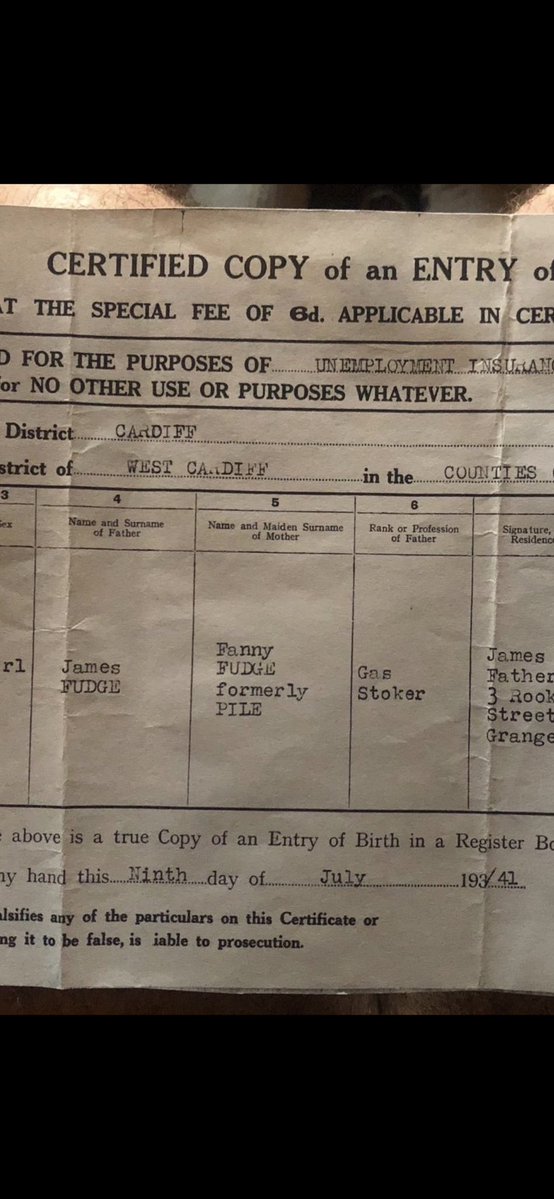 In true form, my Nanna’s given us one last laugh…as my Dad’s been sorting her funeral he found her Mum’s birth certificate and therefore discovered the name of HER Nanna. Excuse me while I get up off the floor to catch my breath