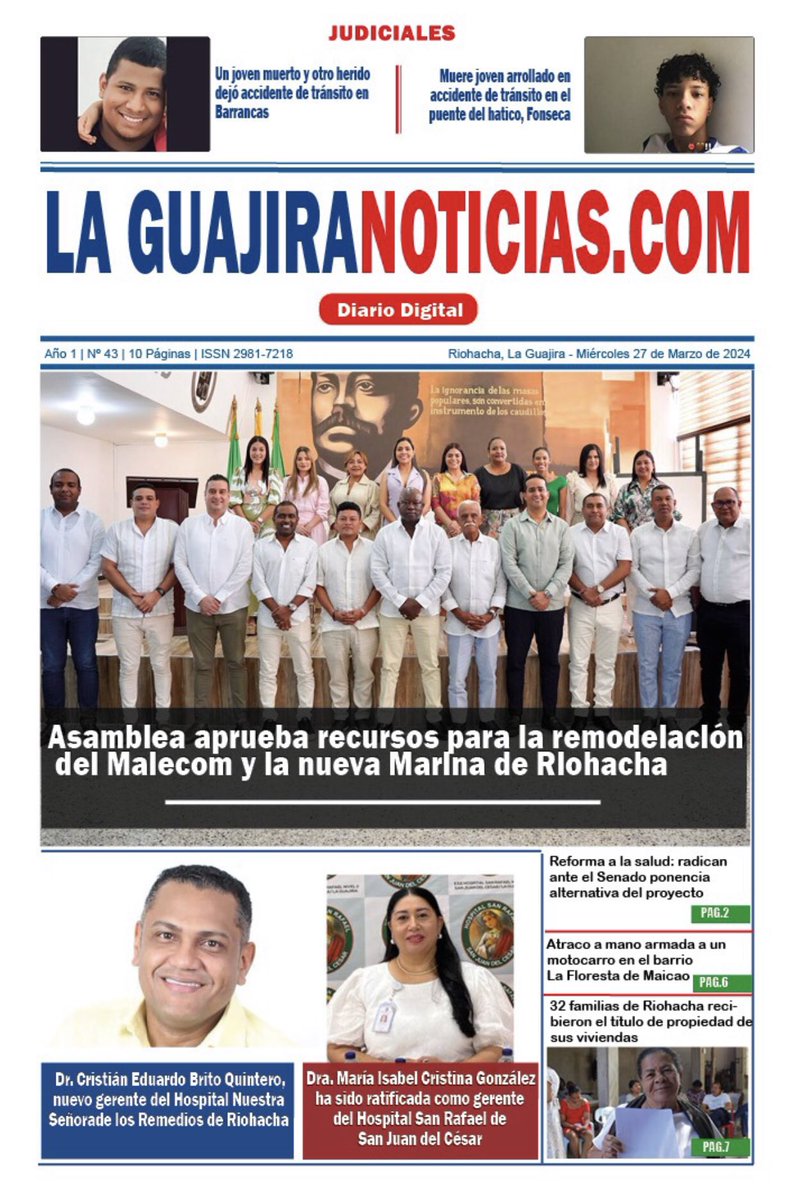 alexcabrales's tweet photo. Buenos días, te invitamos a leer nuestra edición de hoy miércoles 27 de marzo de 2024. https://t.co/wgCyfVEgMS