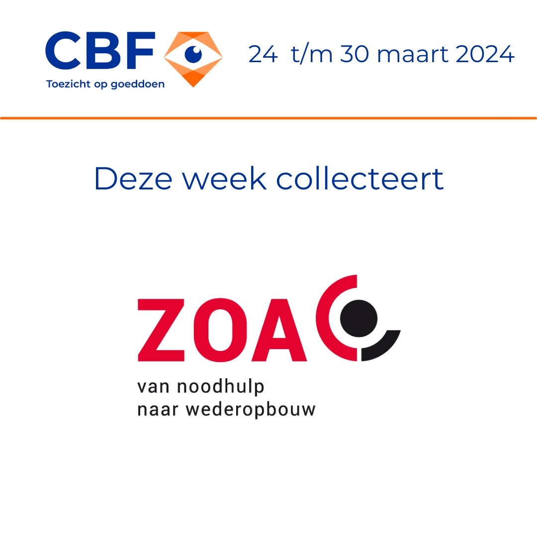 Deze week collecteert @ZOA_nl. Zet hem op!💪 Klik op de link voor het #collecterooster: cbf.nl/collecterooster - - - - #cbferkend #geefgerust #erkendgoeddoel #collecteren #stichtingcollecteplan #doneren