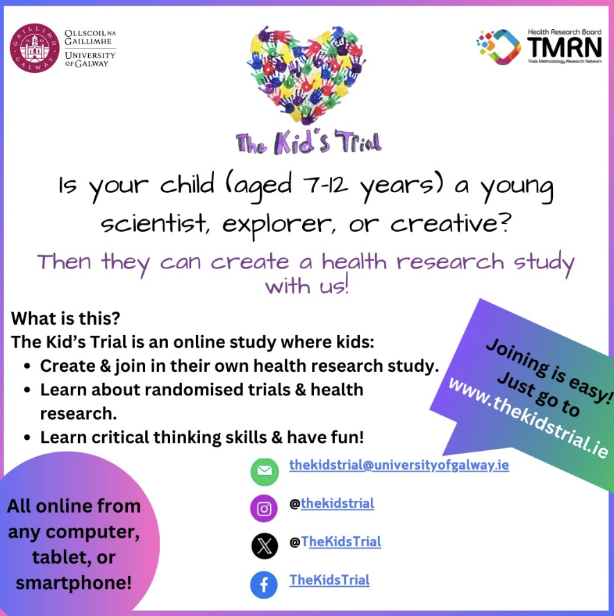 Is your child aged 7-12 years old? Are you wondering how to inspire them to get #involved in #science? @TheKidsTrial is inviting kids from all over the🌍to ignite their curiosity, creativity, and confidence that they CAN do #research! Go to thekidstrial.ie for more info.