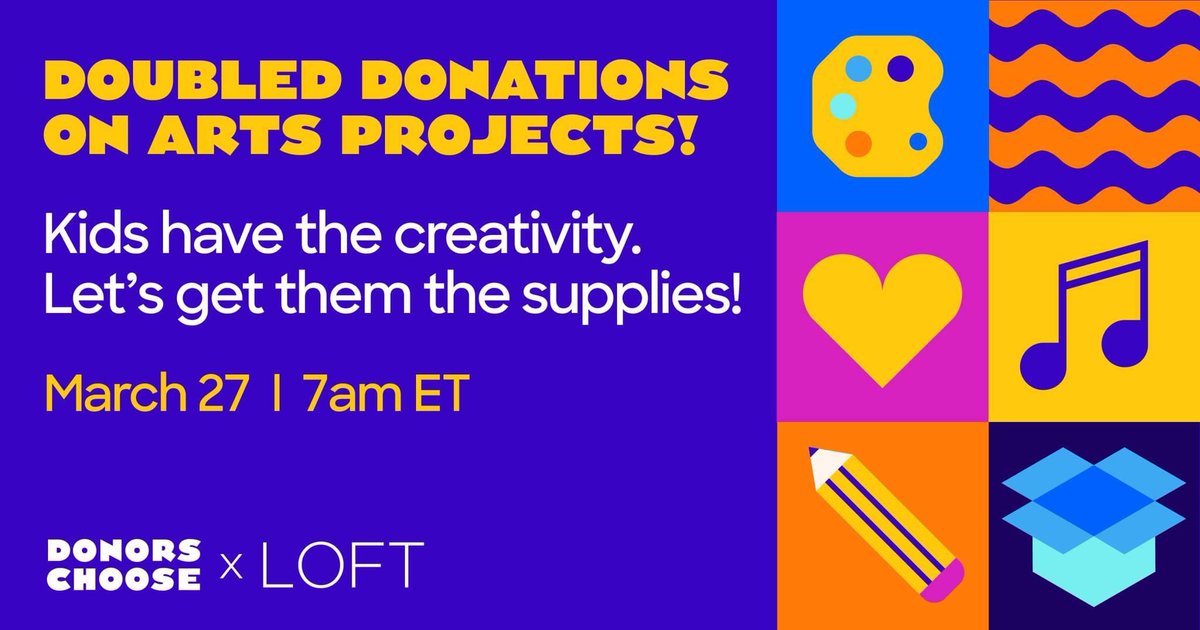 Let’s celebrate music 🎵 and the arts 🎭! 

Donate $1 to both projects donorschoose.org/project/poweri… and 
donorschoose.org/project/spirog… to be eligible for $100 in donations (FOUR $25 donations) and if we fund a project, a $300 page add! Share your project below after you donate! 💕🎉