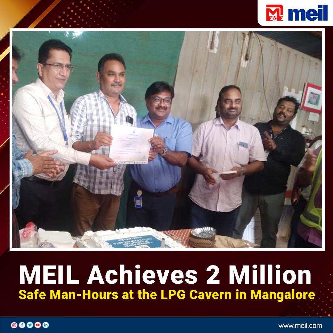 MEIL_Group's tweet photo. #Congratulations to the #MEIL teams working at the #LPGCavern project in #Mangaluru, Karnataka, for achieving 2 million #safemanhours without any lost time incidents from FY 2021 to 2023. Engineers India Limited, honoured the team with a certificate of #appreciation.
#safety https://t.co/eqCwh1h5M6