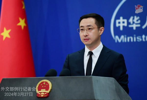 Bleed_GreenPK's tweet photo. Chinese Foreign Ministry Spokesperson Lin Jian addressed the recent terrorist attack in Pakistan during a press conference on March 27, 2024.

In response to a question regarding the attack and its impact on bilateral relations, Lin Jian expressed strong condemnation for the act… https://t.co/tXcLEm8bSb