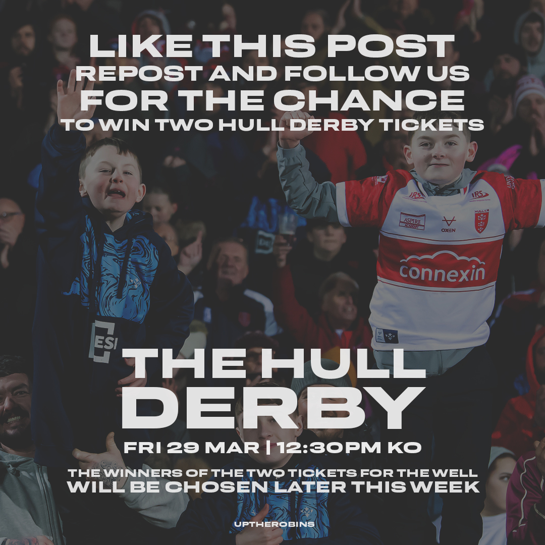 HULL DERBY COMPETITION 👀🤞 Like this post, repost and follow us for the chance to WIN two tickets for Friday! ✌️🎟️ #UpTheRobins 🔴⚪️